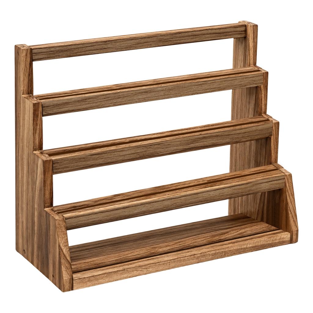 Houten Meerlaagse Displaystandaard Vierlaagse Kaarthouder Opbergrek Massief Hout Trapstijl Organizer voor Verzamelingen en Kleine Items