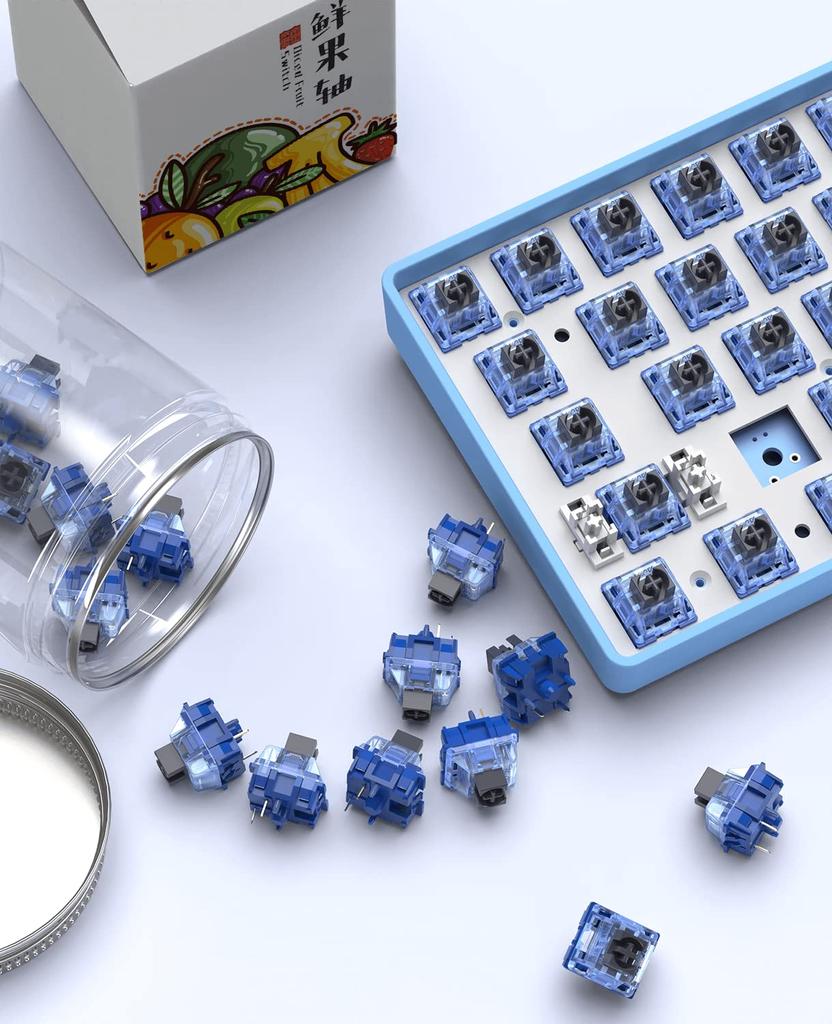 AJAZZ Fruit Axis Mechanical 5 Needles 35 GF Linear Axis Transparent Mm Plated 80 M MX Hot Swap Mechanical Keyboard Replacement PCS Switch, Set, Cover,