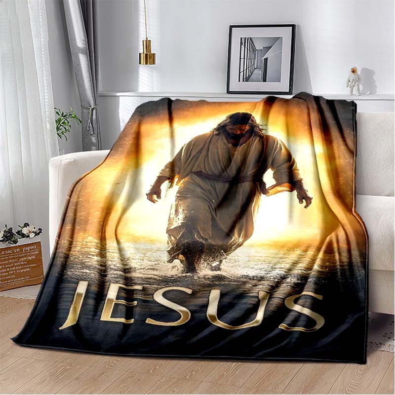 Retro Jesus Virgin Mary Art Flannel Blanket,Ultra Soft Warm Plush Throw for Home Bedroom Bed Sofa Cover Office Travel Gift Kid