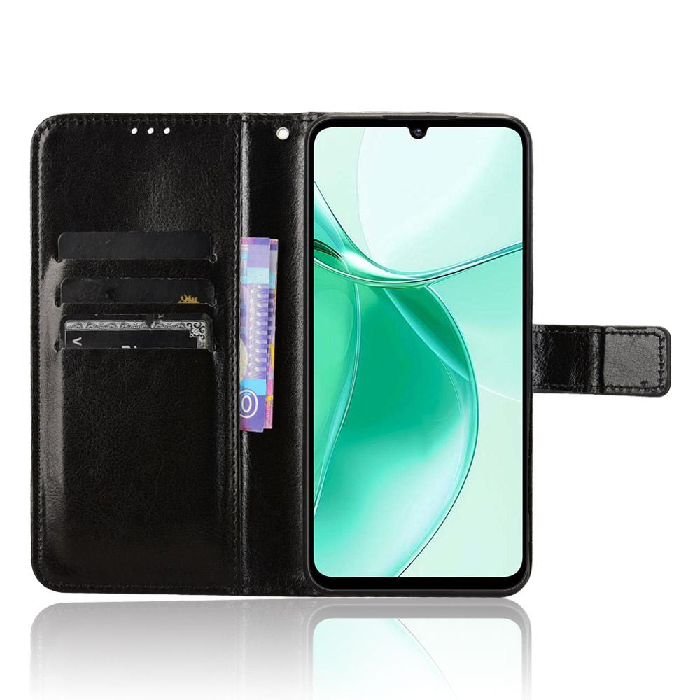 For ZTE Blade A35e PU Leather Case with Strap Crazy Horse Texture Phone Wallet Cover