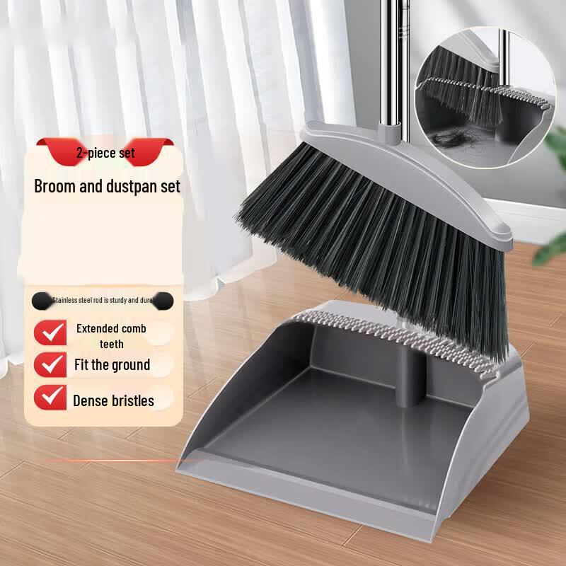 Hair-Resistant Soft Bristle Broom and Dustpan Set