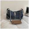 2026 Trendy Retro Denim Crossbody Bag - Large Capacity for Commuting or School