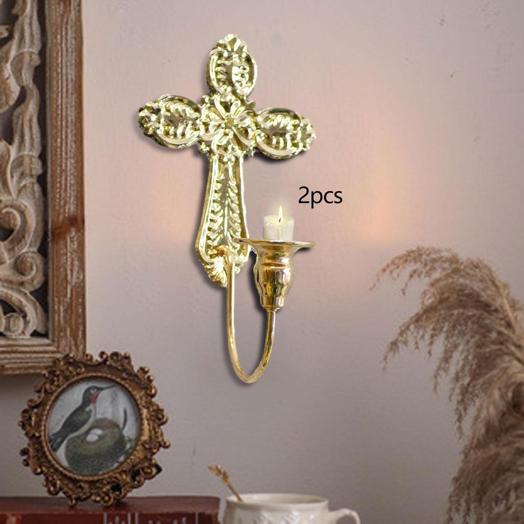 2 Pieces Candle Sconces Wall Holder Decor Decorative for Fireplace Dining Room
