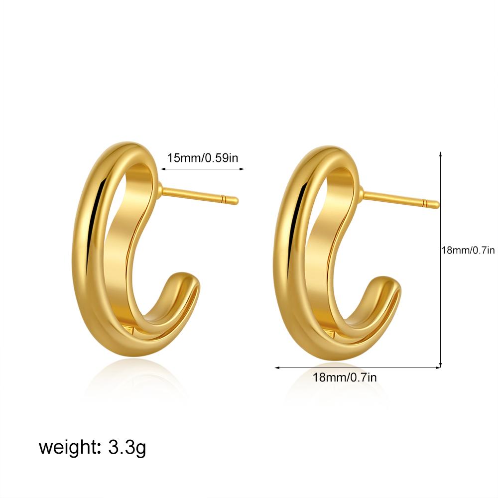 

New Popular Crescent Shaped Ear Hoop for Women Girls Hypoallergenic 18K Gold Plated Geometric Huggie Earrings Trend Zircon 2025