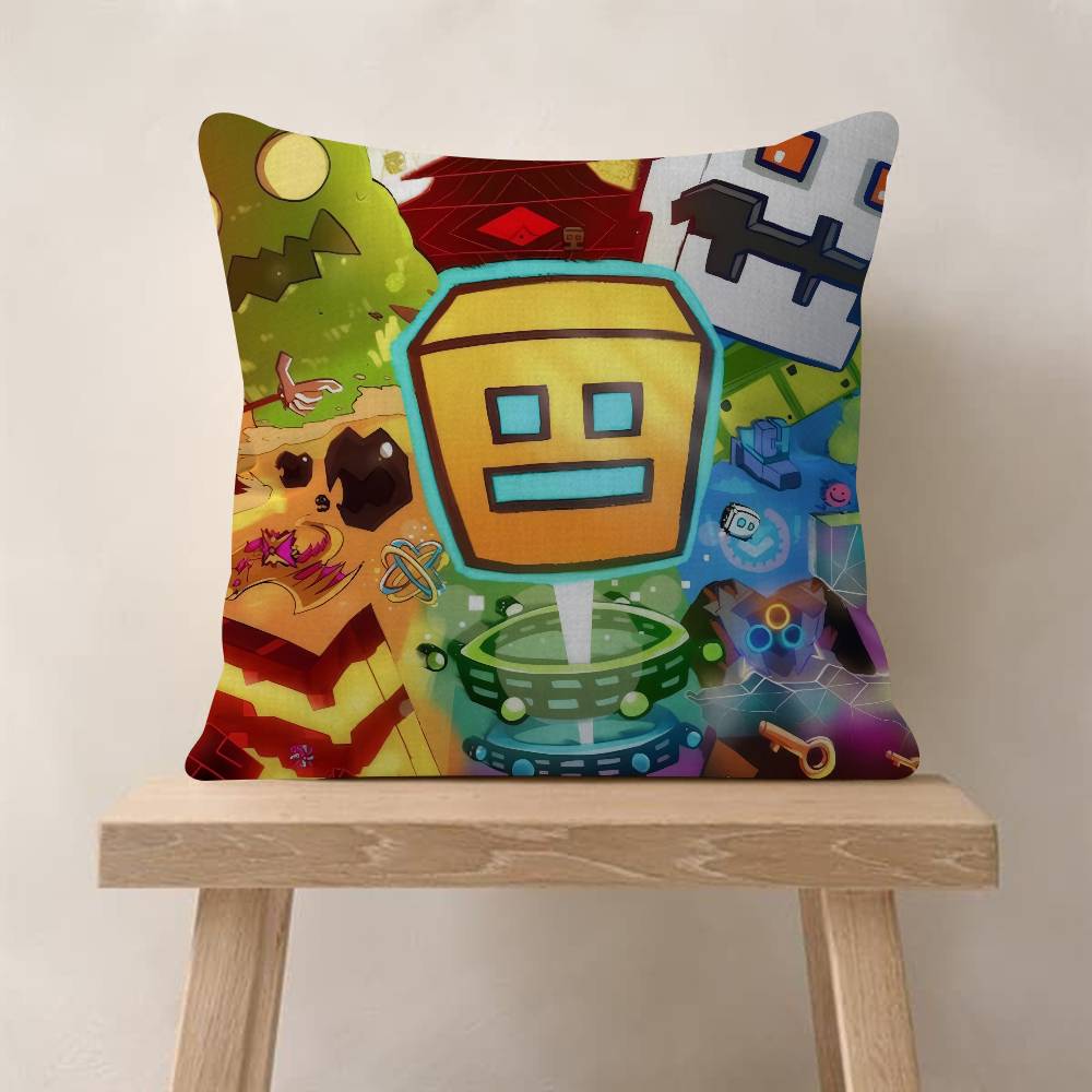 Game Geometry Cartoon Dash  Pillow Gift Home Office Decoration Bedroom Sofa Car Cushion Cover Case 45x45
