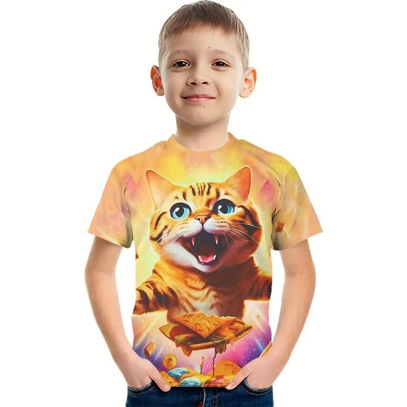 Boys Short Sleeve T-Shirt Summer Printed Kids Children's Clothing Stylish Toddler Apparel Ideal For Play And Casual Wear