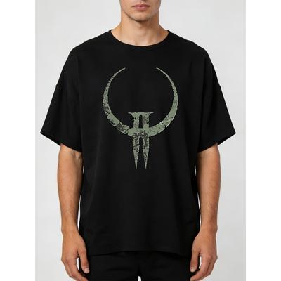 Herren Quake II Retro Gaming T-Shirt - Kurzarm-T-Shirt mit ikonischem Logo & Digitaldruck, Vintage Gamer Shirt für Freizeitkleidung & Gaming-Events