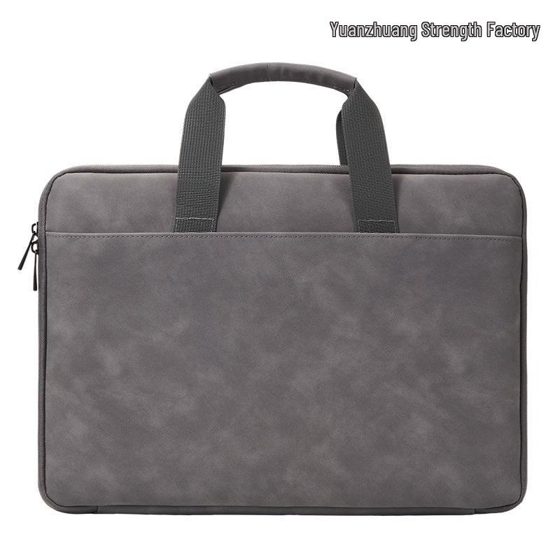 13"–16" Light Grey PU Sheepskin Laptop Bag: Delicate Touch, Splash-Proof, Shockproof.