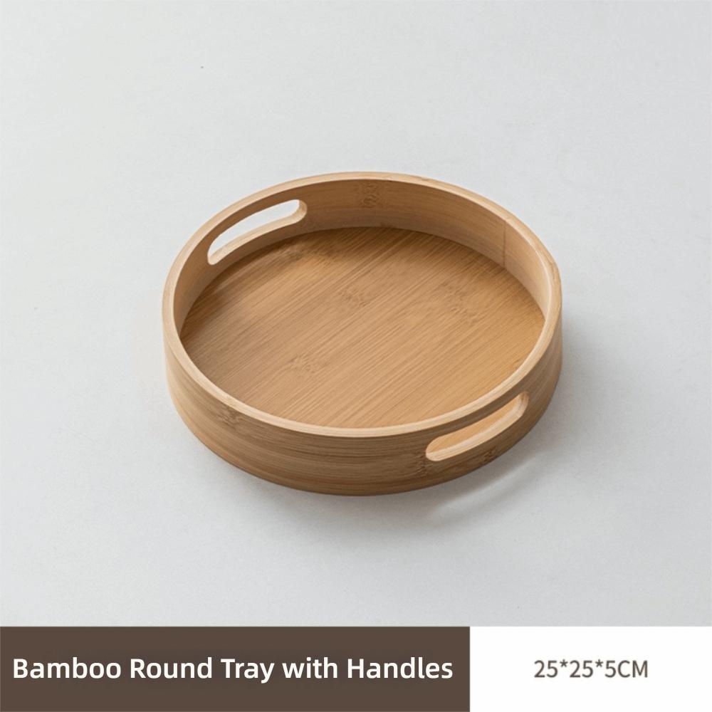 Round Wood Tray 25/30/35/40CM Tea Food Tray New Dessert Pallet Breakfast Dinner 25cm