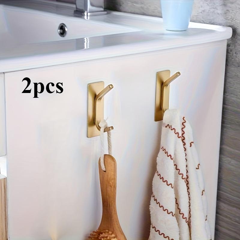 

Elegant Golden Steel Adhesive Hooks–Easy To Install for Bathroom & Bedroom Towels and Hats, Strong Self-Adhesive Wall Hooks