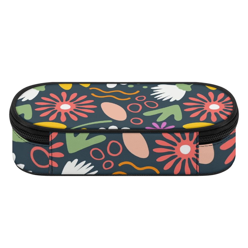 Pencil Pouch Portable 300D Polyester Zipper Closure with Mesh Pocket Removable Divider and Pen Slots for College and School Use