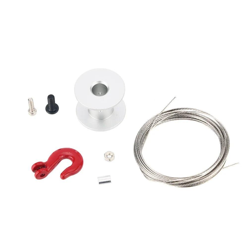 Steel Wire Rope RC Winch Spool Silver Red RC Crawler Winch Simulation Climbing Car