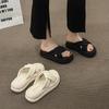 Platform drag women's shoes new summer wear beach one-word slippers cross fashion soft sole women non-slip