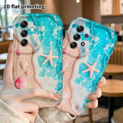 Phone Case: 2D Flat Samsung Galaxy A34 A35 S20 S22 S21 FE Plus Ultra Protective Case, Wave Shell, Christmas Halloween Holiday Gift