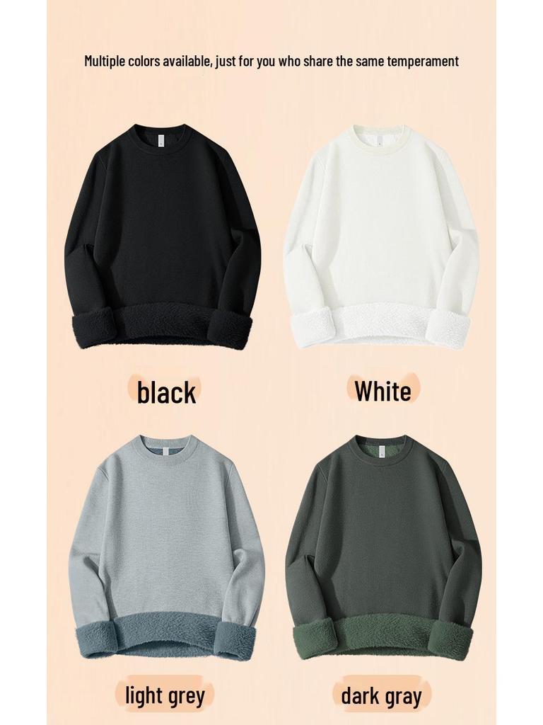 Men's Wool Lyocell Plush Sweater with Fleece Lined Thickened Base Layer - Autumn/Winter Knitwear
