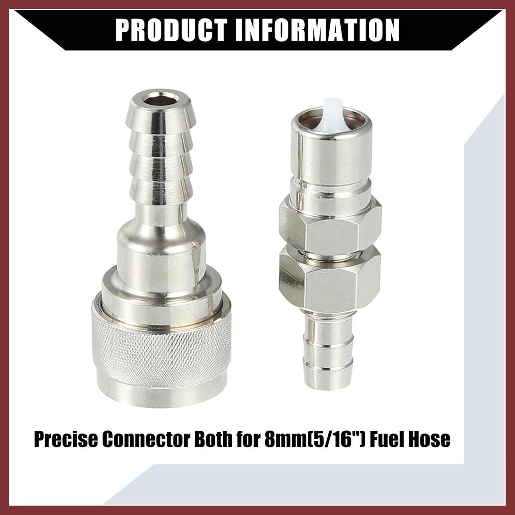 5/16" Boat Fuel Connector Male Female and Locking Nut for Tohatsu for Nissan Outboard 5-90HP Engine/Marine Boat Motor Fuel Tank Connector/Stainless