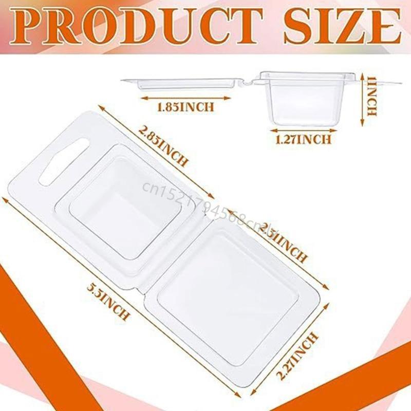 100 Pieces Empty Wax Melt Molds Clear Plastic Clamshell Mould for Candle Making 6XDE