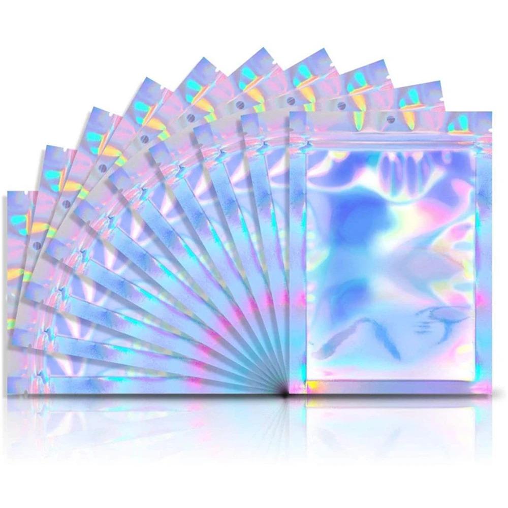 10 ks Ziplock sáčků Silné znovuuzavíratelné Holografické – Plastové sáčky laserové barvy pro vystavení šperků, balení, dárky a skladování