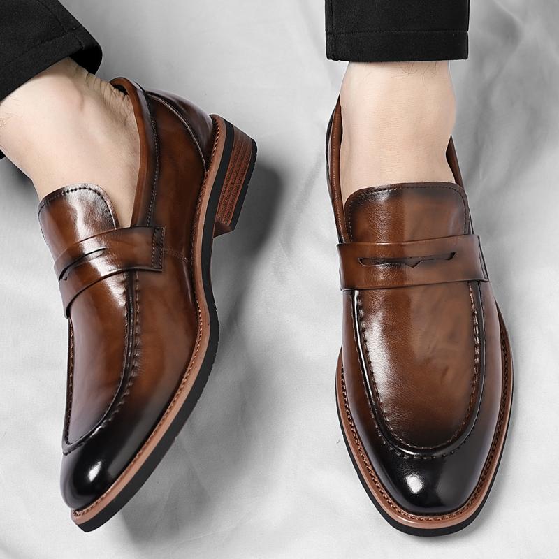 Fashion High Quality Genuine Leather Business Casual Shoes Fashion Comfortable Soft Loafers Large Sizes 37-48 Men's Elegant Party Shoes