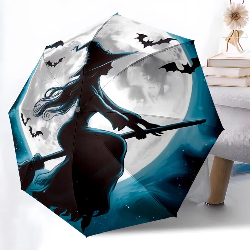 1pc Witch Moon Automatic Open/Close Umbrella, Windproof, Folding Compact Umbrella with Lightweight Design for Women/Men020