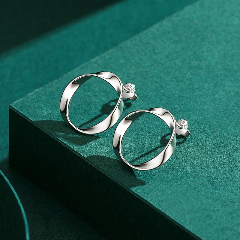 MODIAN Unregelmäßige, einfache, runde Ohrstecker aus 925er Sterlingsilber für Frauen, weiblicher Markenschmuck