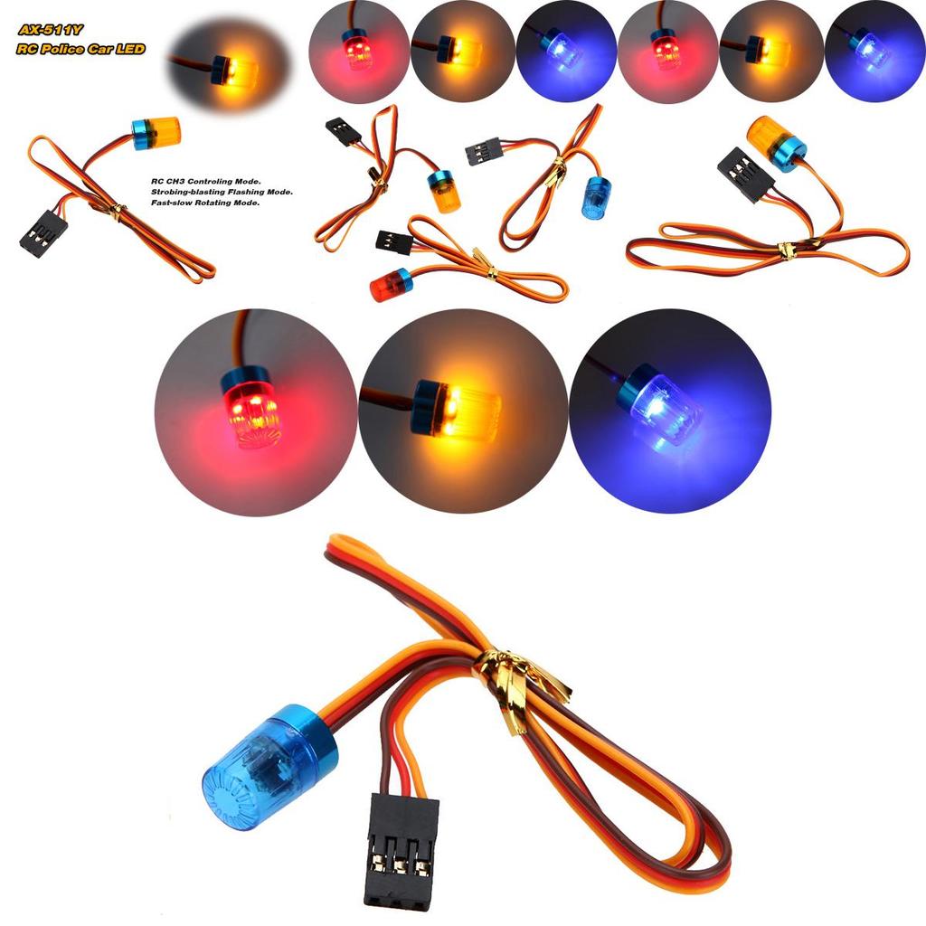 Faszinierendes 3-Farben-Blinkendes Rotierendes LED-Licht für 1/10 RC-Modellautos mit Aluminiumlegierungsbasis