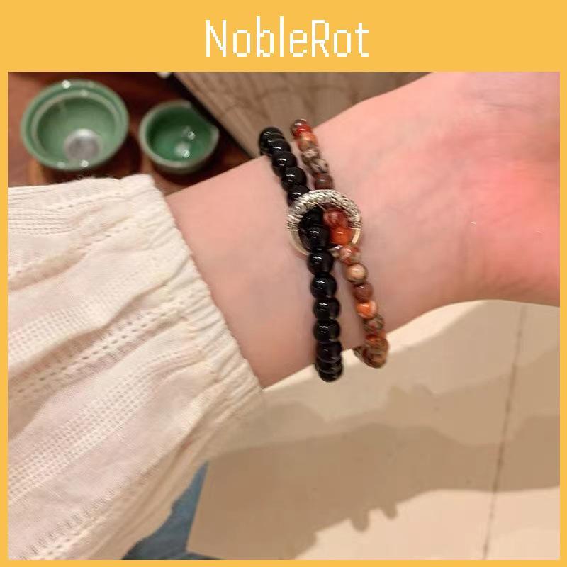 Handcrafted Style Ethnic Natural Stone Beaded Bracelet Unisex Geometric Design