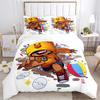 Cartoon Purple Character Print Bedding Set, Kids Game Themed Duvet Cover Set(1 * Duvet Cover + 2 * Pillowcase, Without Core)