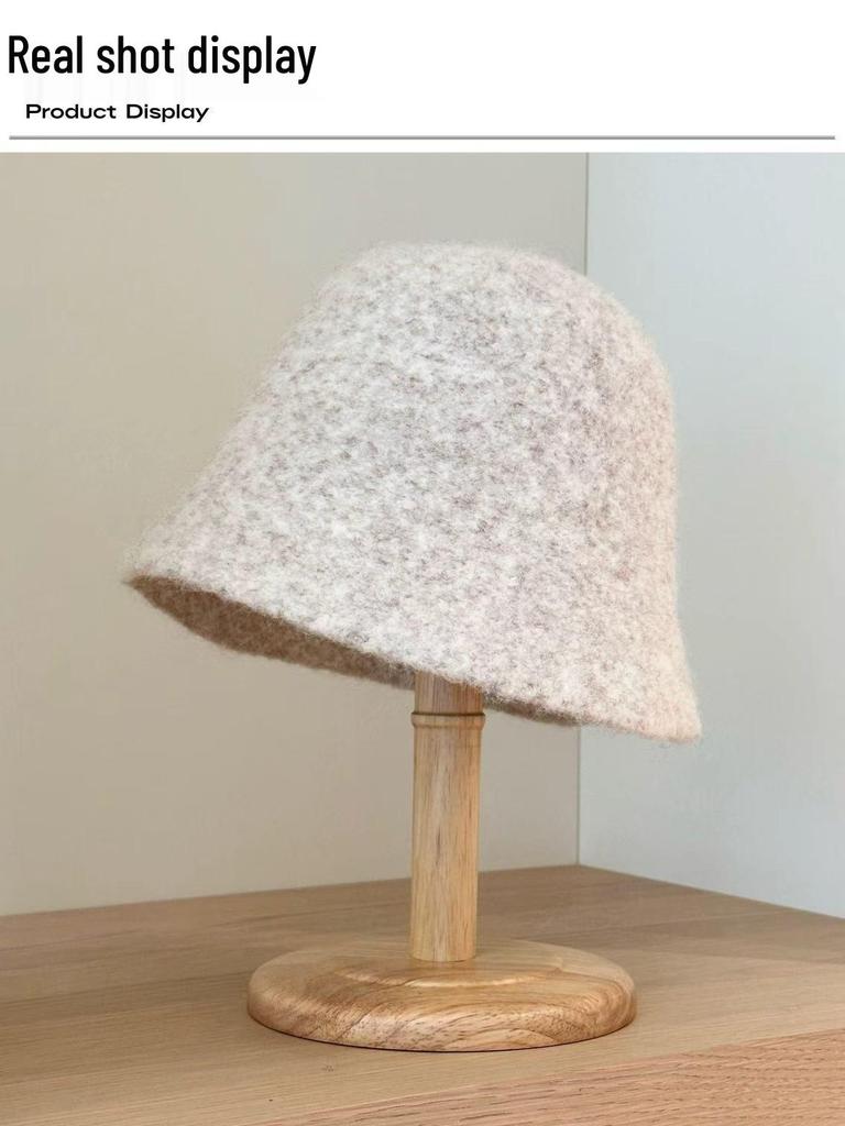 Women's High-End Warm Bucket Hat: Windproof, Cold-Proof, Solid Color, Face-Covering for Autumn/Winter