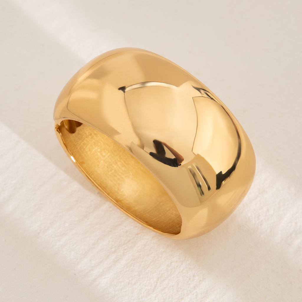 Vintage Irregular Wide Cuff Bangles Hip Hop Metal Spring Bangles Punk Gold copper Color Geometric Bangles For Women Men