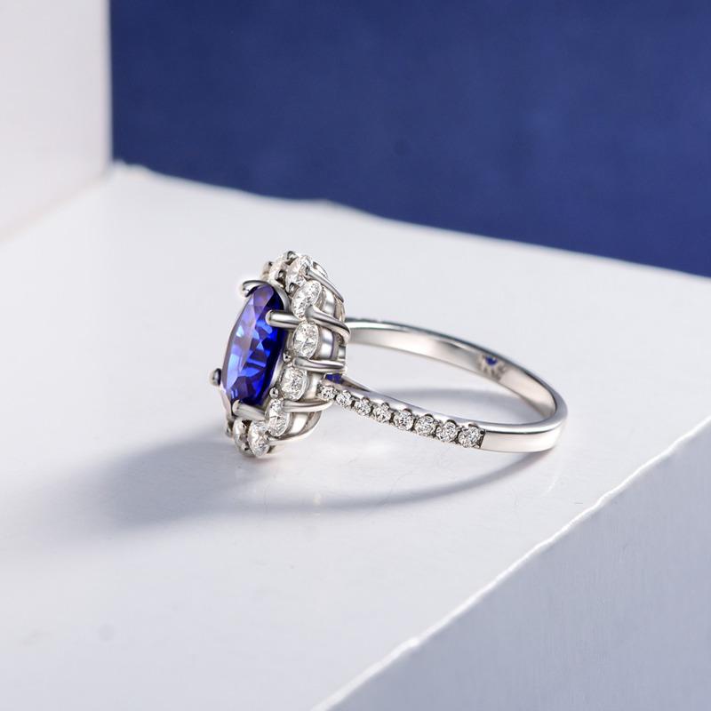 Gica Gema 925 Sterling Silver Created Sapphire Zircons Gemstone Rings For Women Sparkling Wedding Fine Jewelry