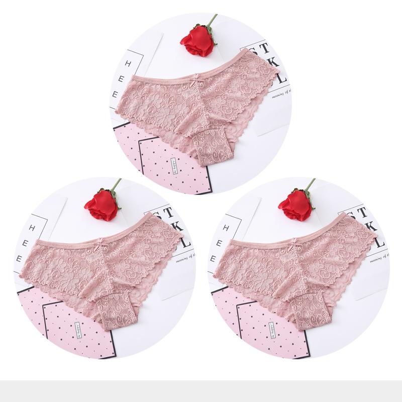 Panties for Woman Sexy Lace Breathable Female Underwear Panty Transparent Brief Girl Underpants Set M-XXL 3 Pcs/lot