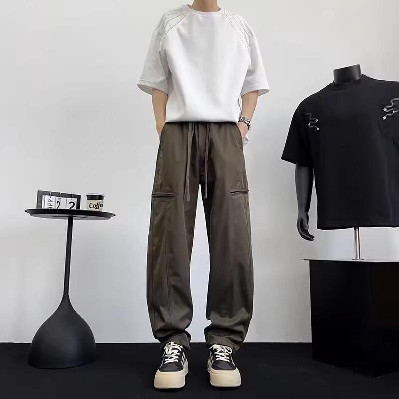 

Летние быстросохнущие брюки для зарядки Мужские американские свободные брюки прямого кроя Повседневные брюки Красивые уличные брюки с широкими штанинами для работы 5XL зелёный