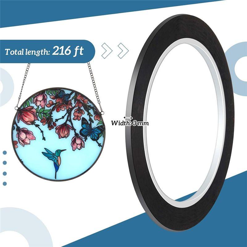 A84E-Negro PET Vidrio de Colores Líneas de Plomo Tiras de Plomo para Vidrio de Color 3 mm 216 pies Para Superficies de Pintura sobre Vidrio Ventana de Galería