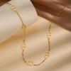 European & American Non-fading Plated 18K Gold Titanium Steel Hollow Pig Nose Necklace for Women.