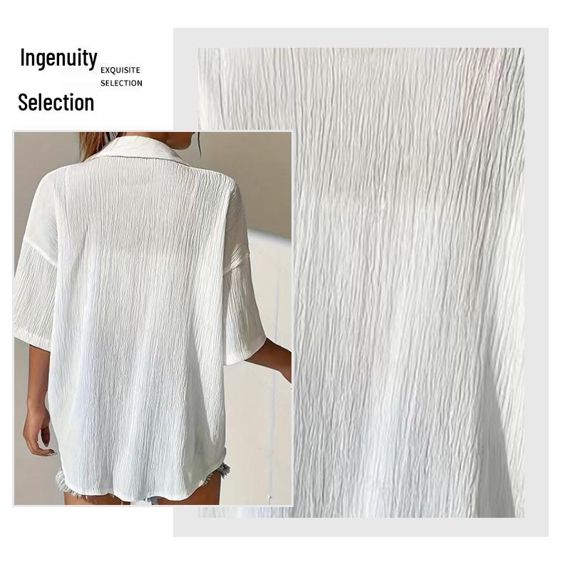 Solid Color Mesh Sun Protection Short-Sleeve Top - Trendy, Loose, Cool Summer Outerwear