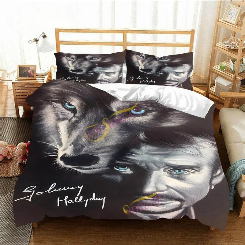 France Rock Singer J-Johnny H-Hallyday Bedding Set Single Twin Full Queen King Size Bed Set Aldult Kid Bedroom Duvet Cover Sets