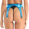 Spandex Womens Shiny Glossy Appearance Hologram Metallic Suspender Clips Stretchy Garter Belt