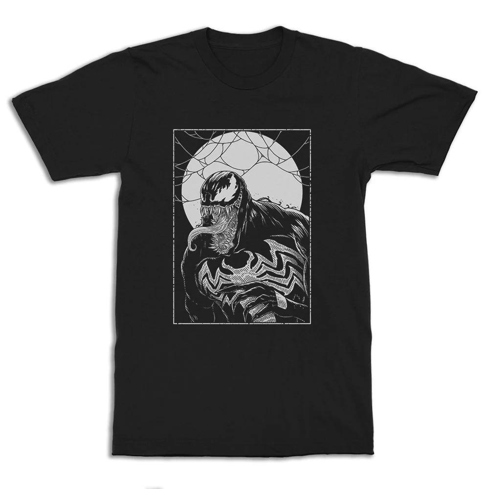 ZX Dark Monster Symbiote Graphic TShirt Men Black White Sketch Art Alien Creature Tee Goth Punk Style Cotton Tshirt Streetwear Top S