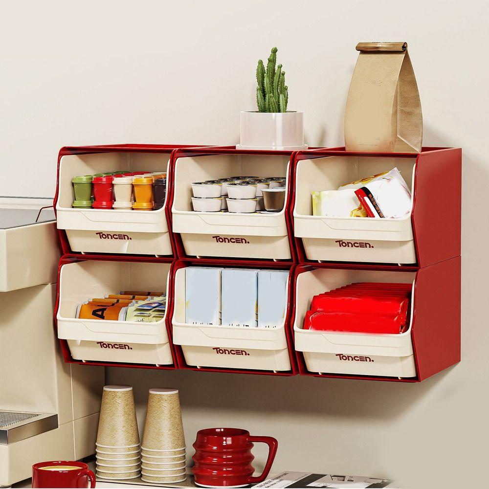 Wall-Mounted Tea Bag Storage Box Dustproof Instant Coffee Rack Sundries Storage Rack for Home