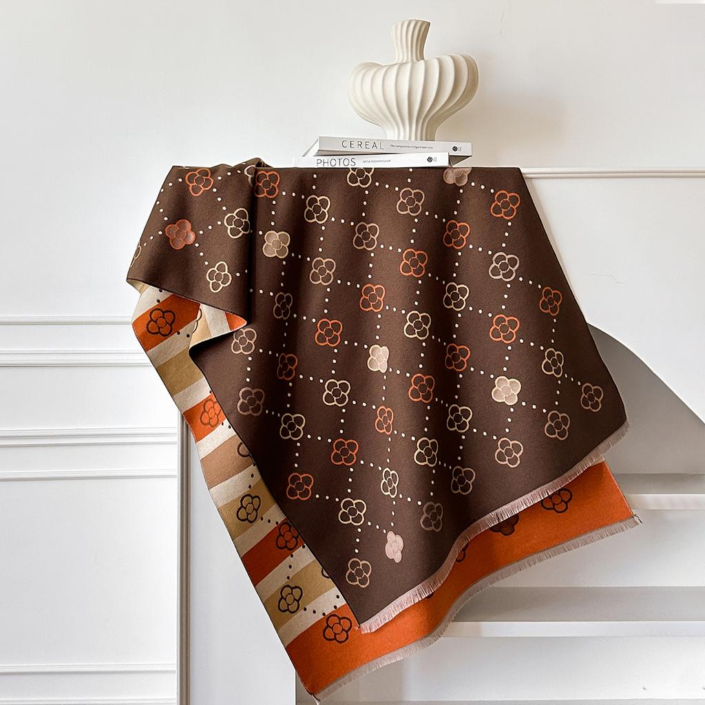 Luxuriöser Herbst- und Winter-Kaschmirschal Damen Neu Warme Pashmina Decke Poncho Schals Mode Druck Schal Dickes Foulard Bufanda