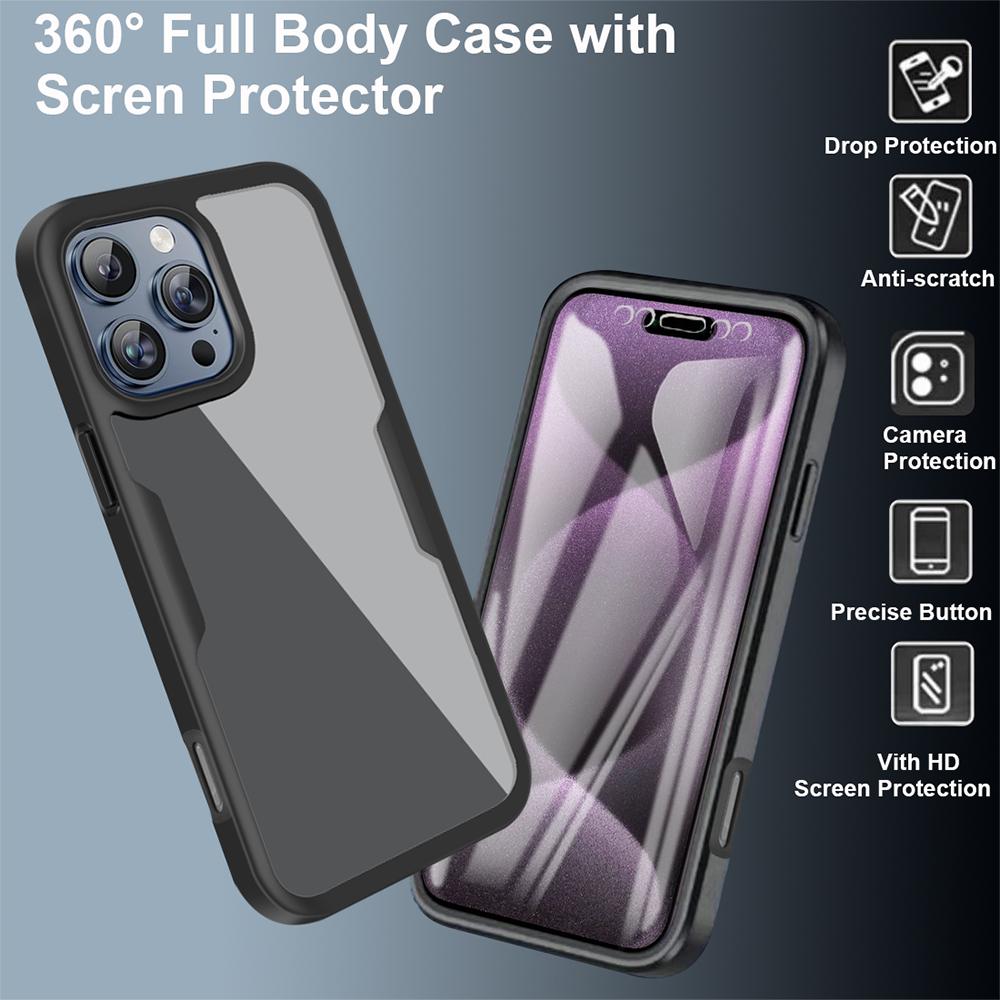 360 Clear Shockproof Case For iPhone 16 Pro Max Screen Back Transparent Cover Full Protection For iPhone 16 Plus 16Pro Max Cases