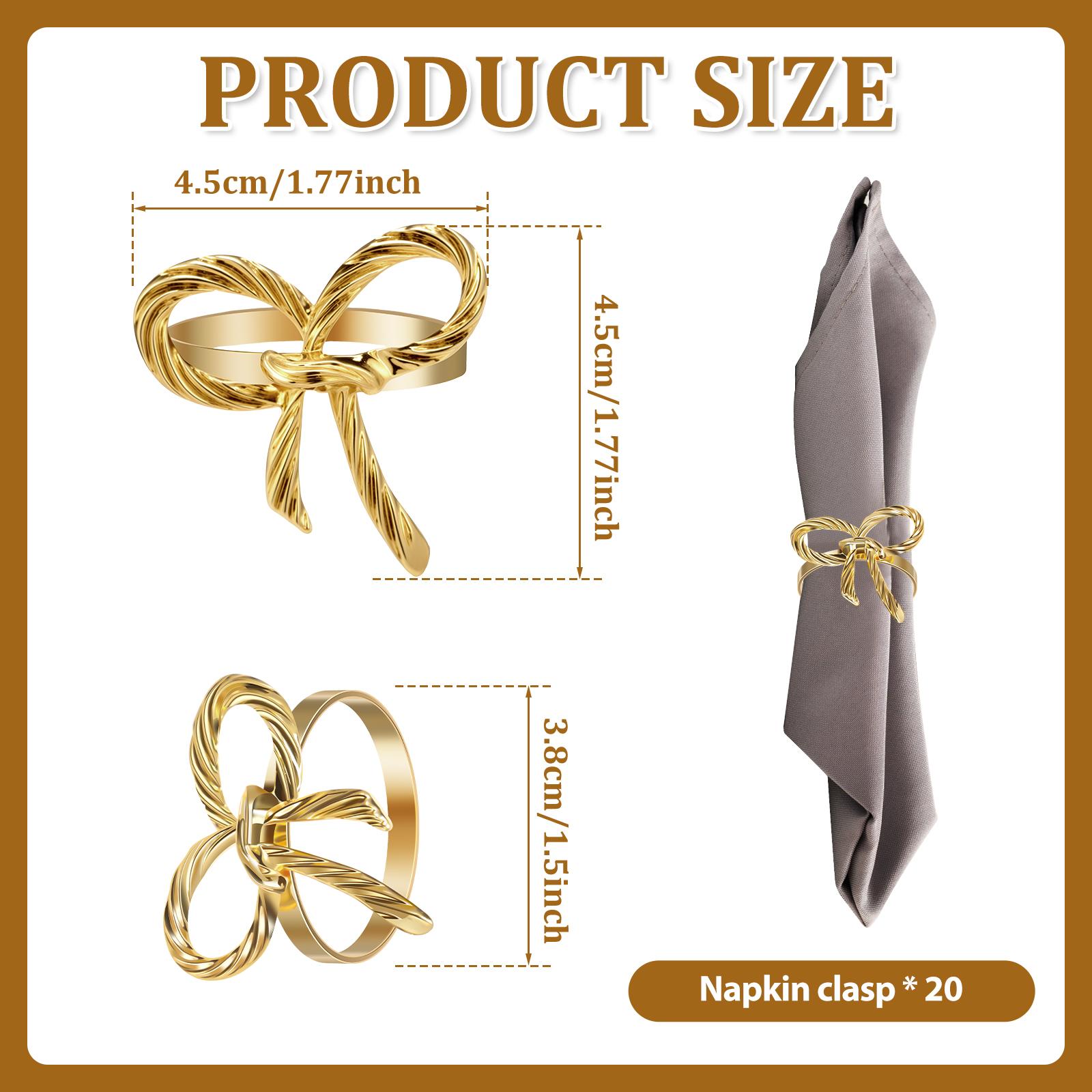

20/18 шт. Кольцо для салфеток в виде банта Металлическое кольцо-держатель для салфеток для ужинов Свадебных банкетов Сервировки стола Семейных встреч Украшения стола