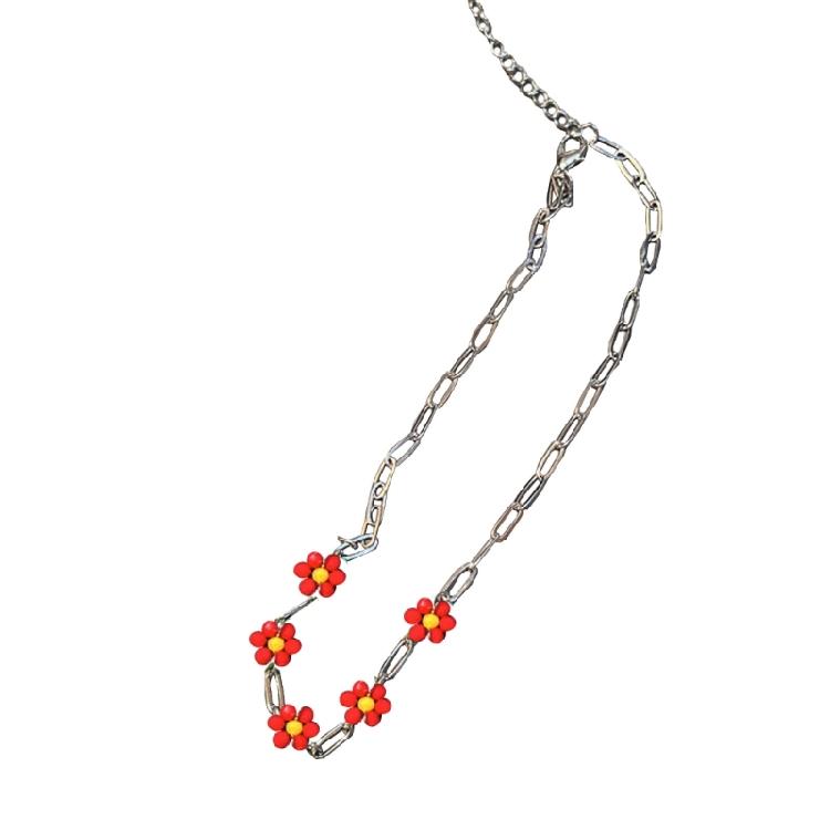 Simple Daisy Flower Charm Necklace Sweet Cool Choker Metal Chain Clavicle Chain