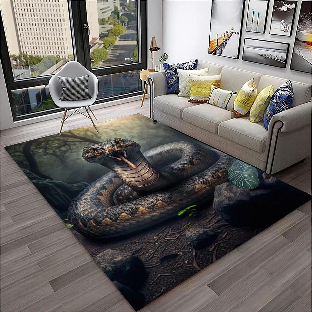 3D Gothic Schlange Schlangen Python Viper Teppich Teppich für Zuhause Wohnzimmer Schlafzimmer Sofa Fußmatte Dekor, Kinder Teppich Rutschfeste Bodenmatte