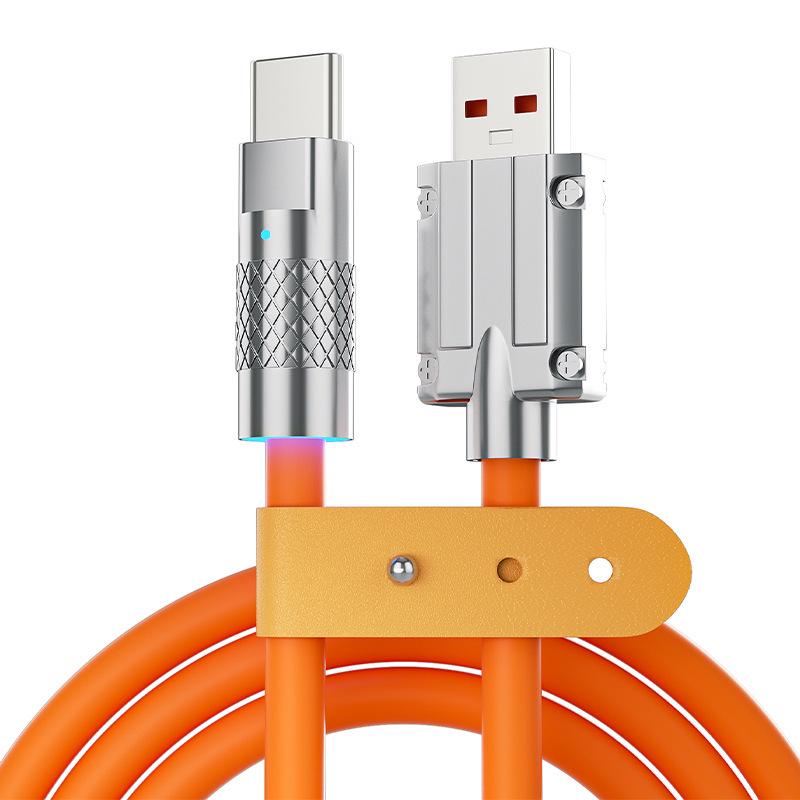 Zinc Alloy 120W Fast Charging Type-C Data Cable for Android/Apple Devices