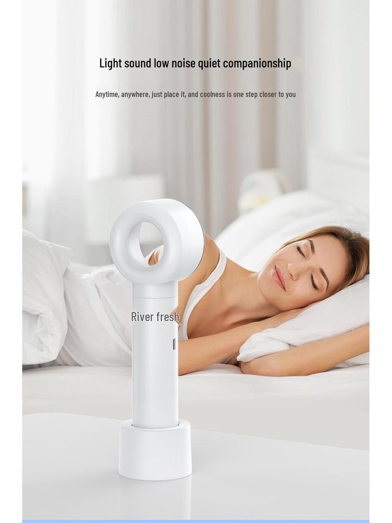 Digital Display USB Charging Bladeless Fan - Portable Desktop & Handheld Model