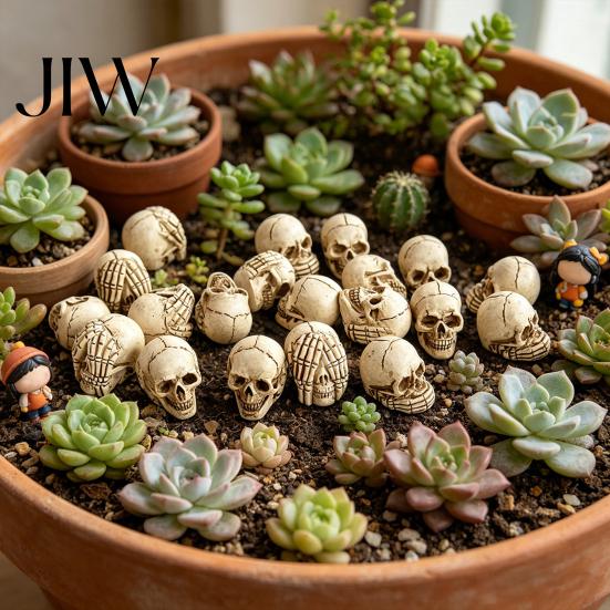 Window Display Gothic Decor 20Pcs Creative Miniature Skull Figurines, Cool Statues for Garden Bonsai Ghost Festival Table Accents Decoration,
