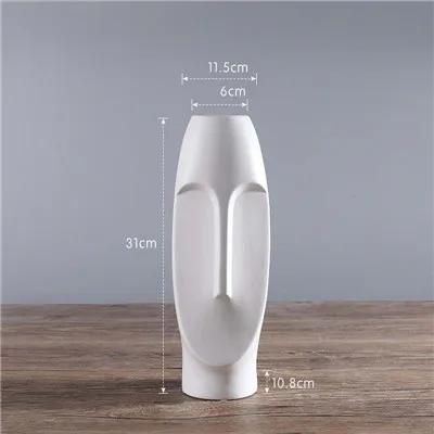 Nordic Minimalist Ceramic Abstract Vase Black and White Human Face Creative Display Room Decorative Figue Head Shape Vase