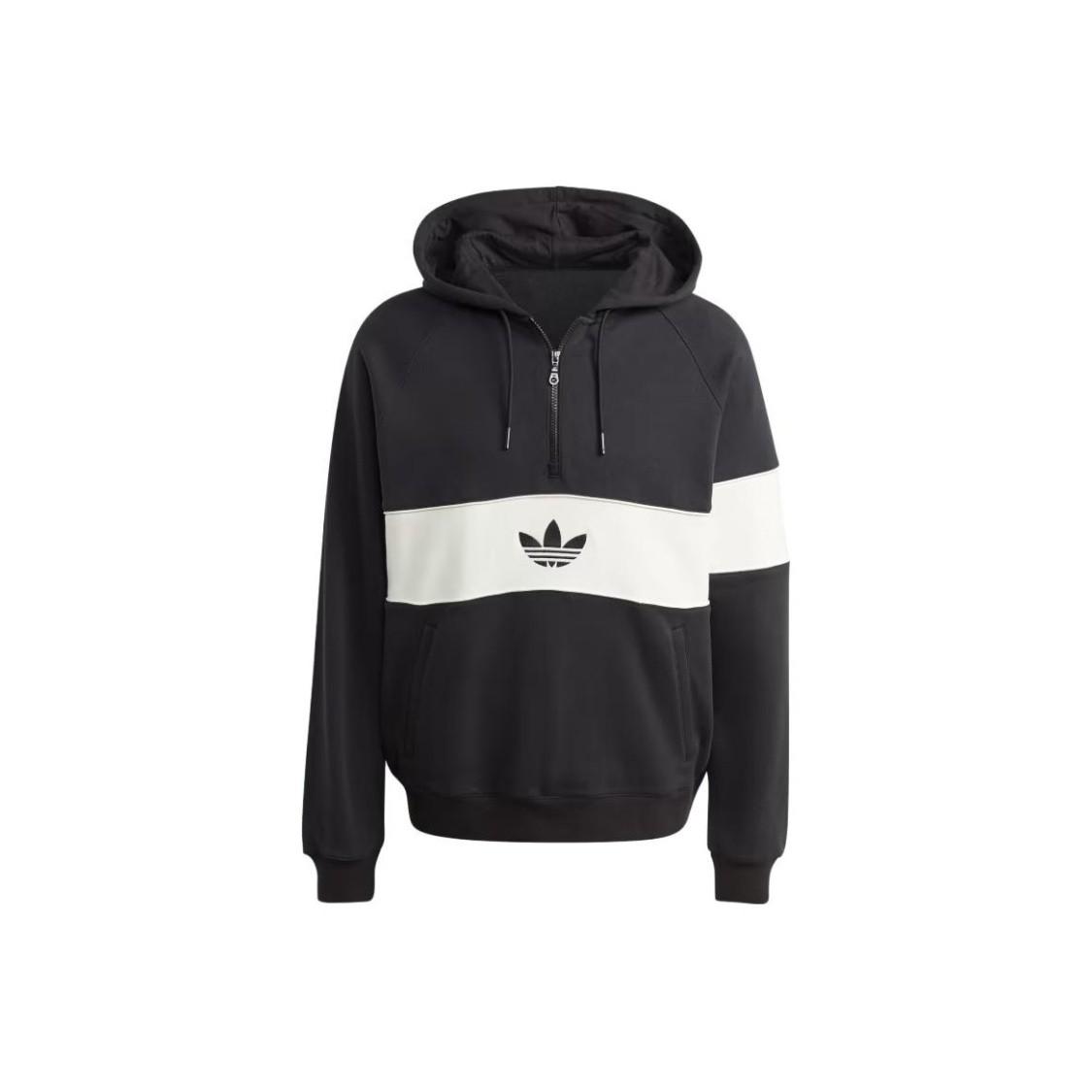 adidas Colorblock Half-Zip Hoodie Long Sleeve Men s Black IP9488 M